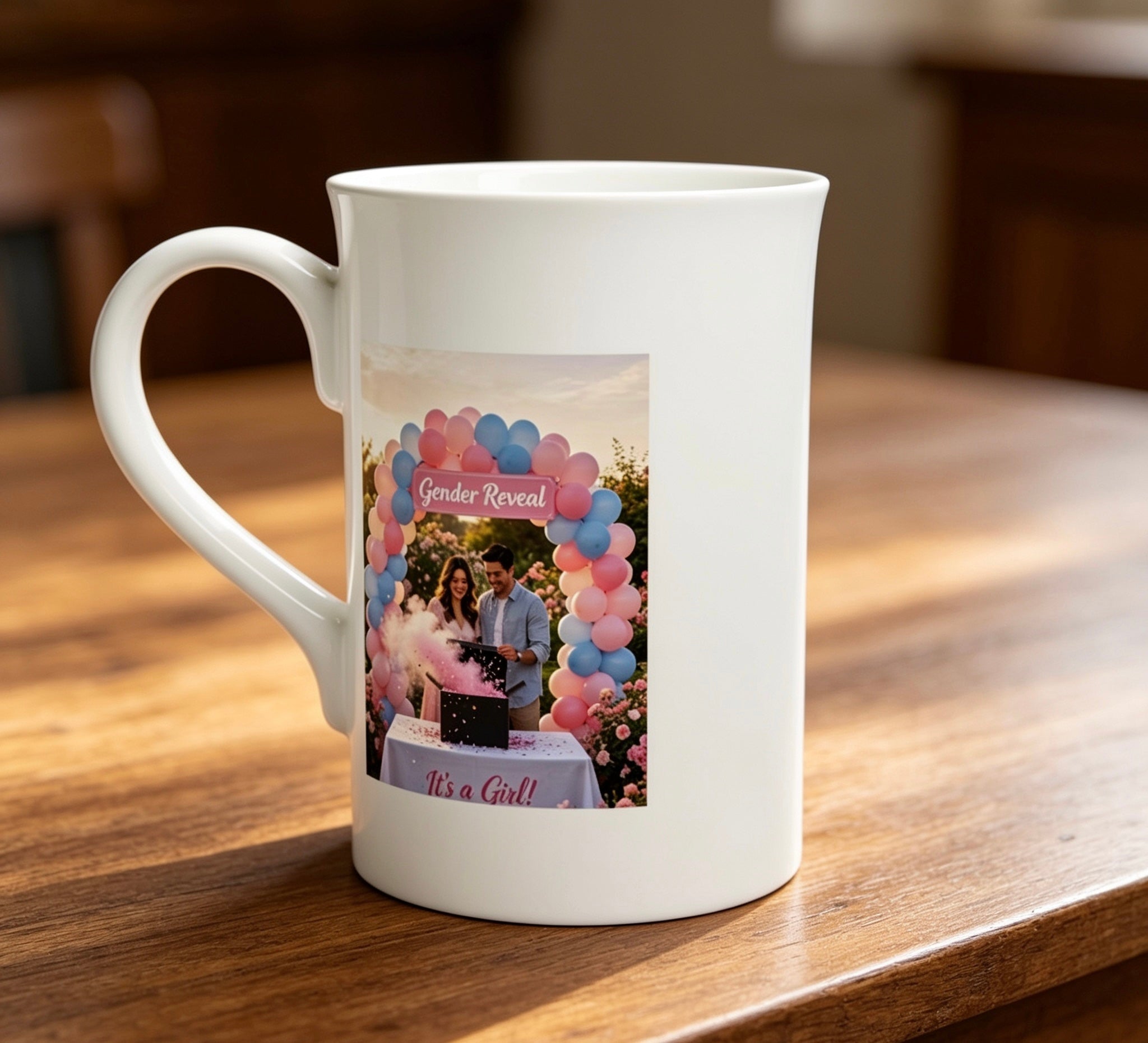 Personalised photo mug printed on white ceramic