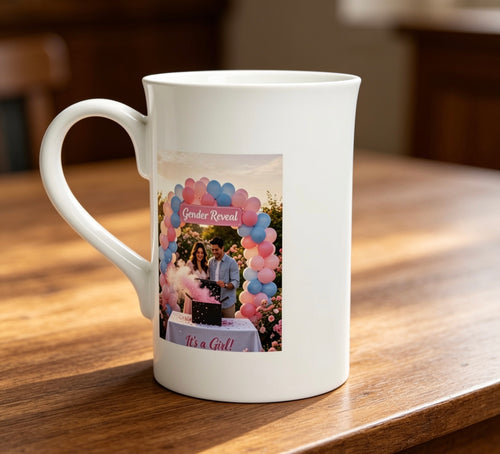 Personalised photo mug printed on white ceramic