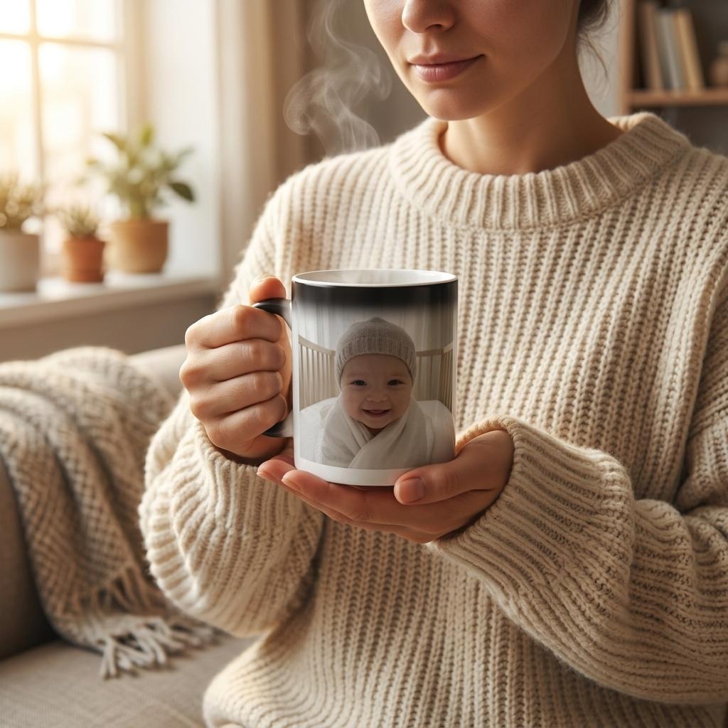 Magic photo mug with colour changing effect