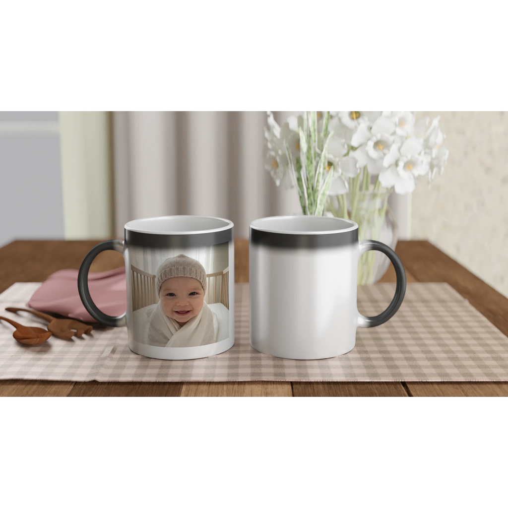 Magic photo mug displaying custom artwork