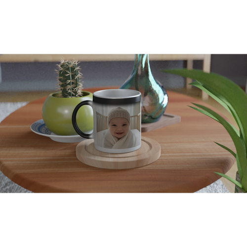 Magic photo mug revealing custom baby photo