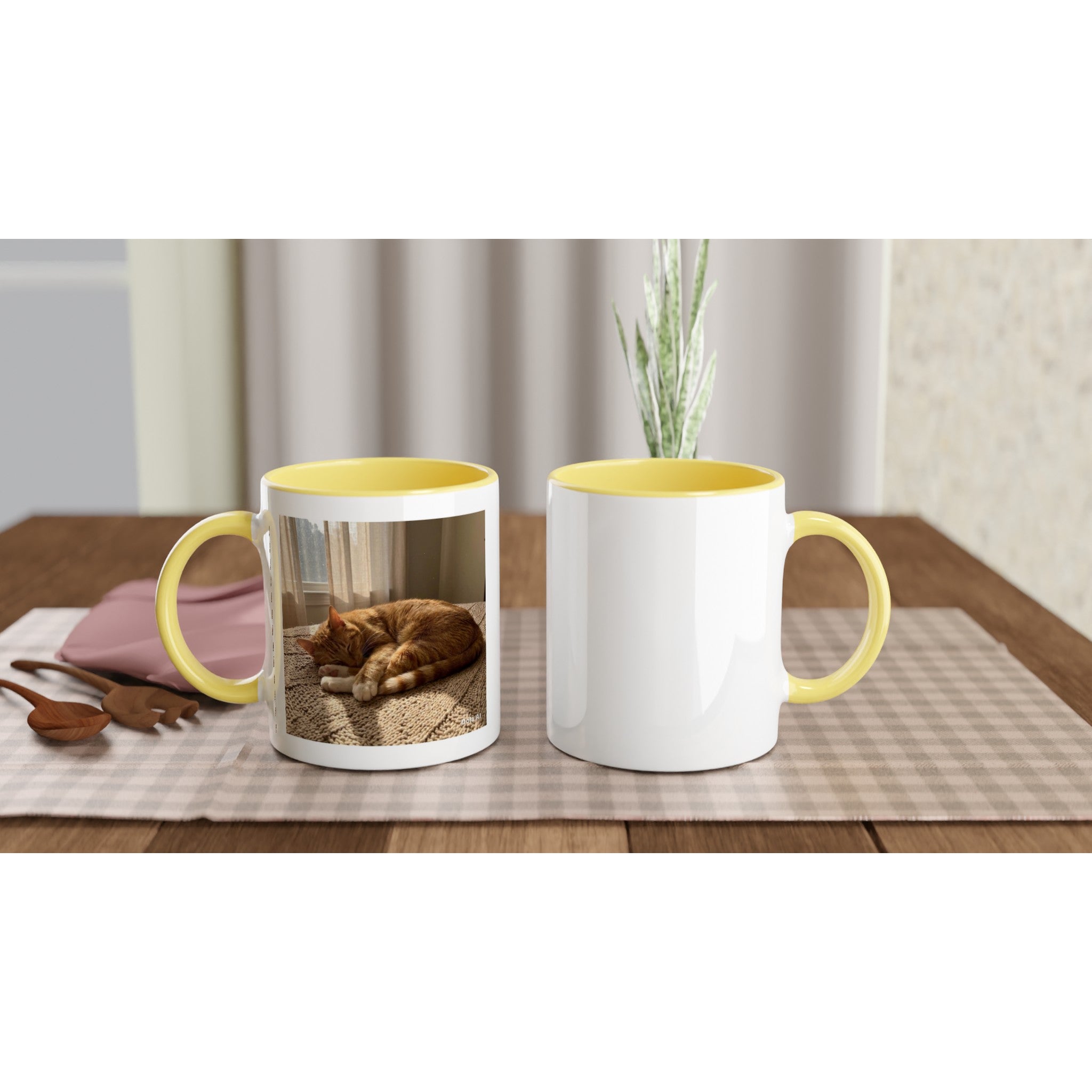 Custom photo mug with coloured accent handle