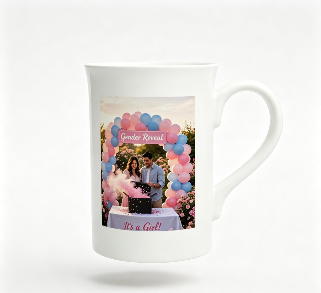 Personalised photo mug with personalised design