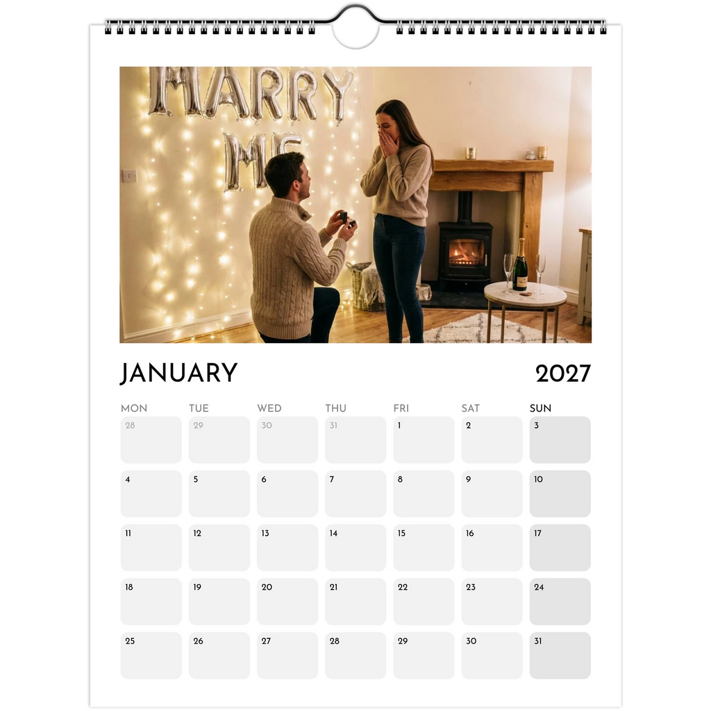 Personalised photo calendar hanging wall design