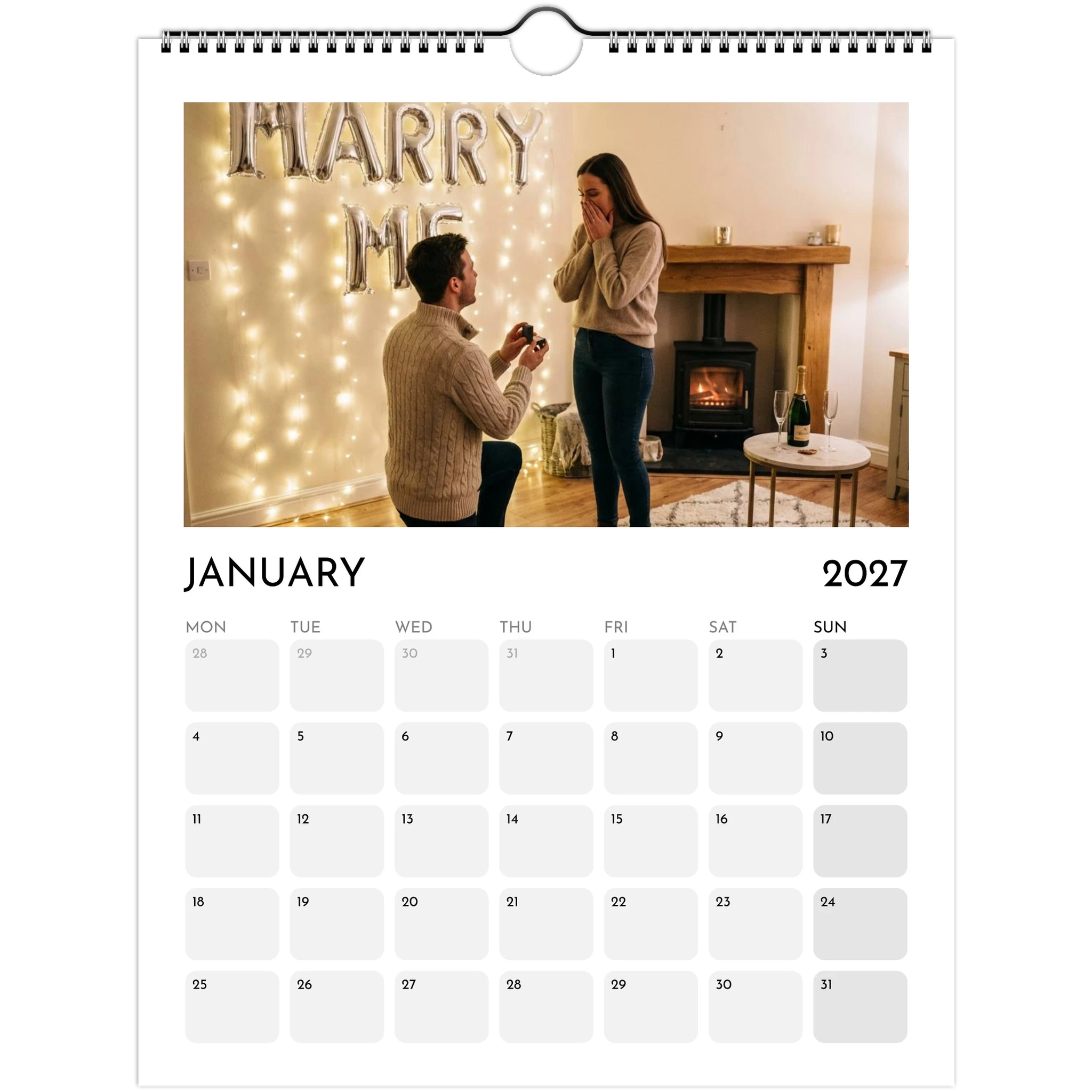Personalised photo calendar hanging wall design