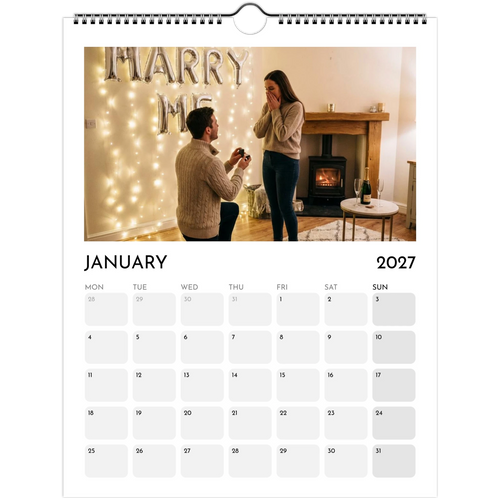 Personalised photo calendar hanging wall design